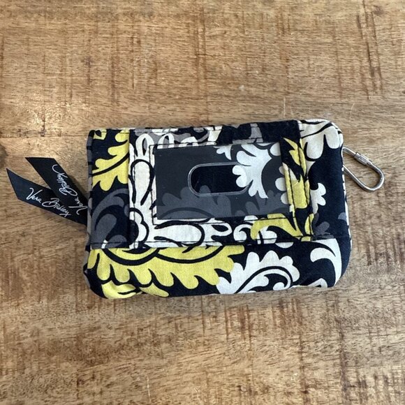 Vera Bradley Turnlock Wallet Baroque Floral Pattern Black Yellow Gray - Picture 2 of 12
